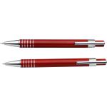 Fém tollkészlet, fekete tollbetéttel, fém dobozban, piros (3298-08CD)