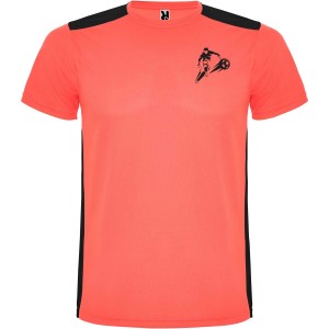 Detroit rvid ujj gyerek sportpl, fluor coral, solid black (T-shirt, pl, kevertszlas, mszlas)