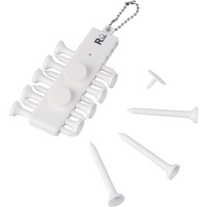 Golf tee-kszlet, jrahasznostott ABS, fehr (sportszer)