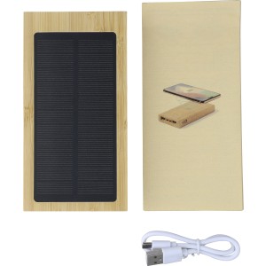 Napelemes powerbank, bambusz, barna (powerbank)