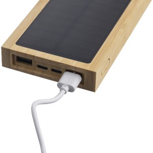 Napelemes powerbank, bambusz, barna (powerbank)